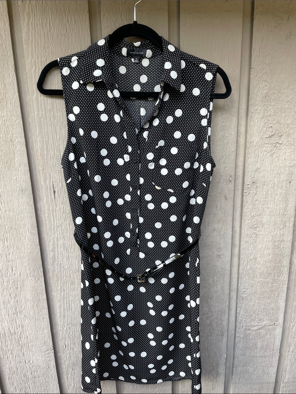 The Limited polka dot belted shirt dress